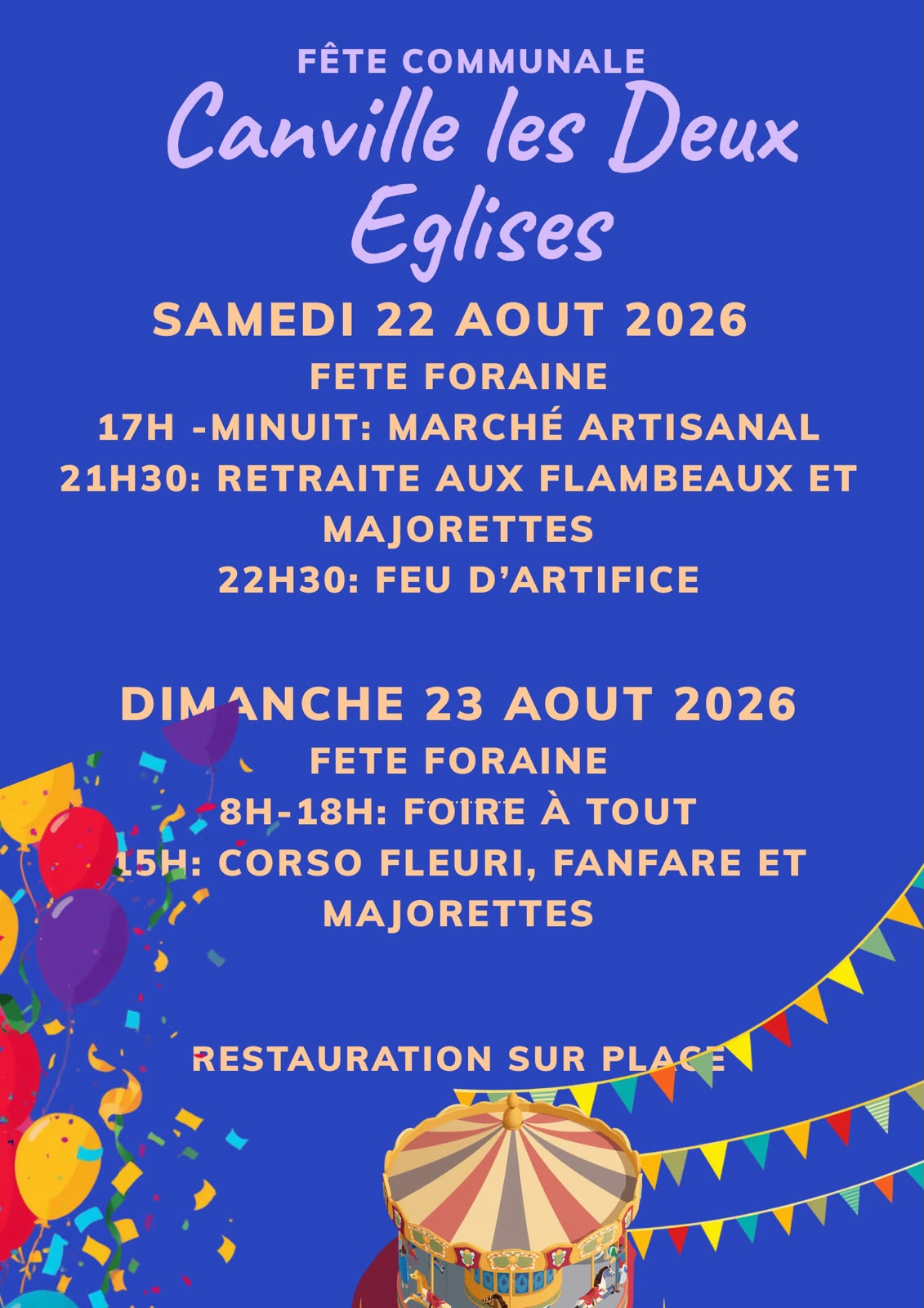 Flyer officiel de la Fête Communale de Canville-les-Deux-Églises 2026
